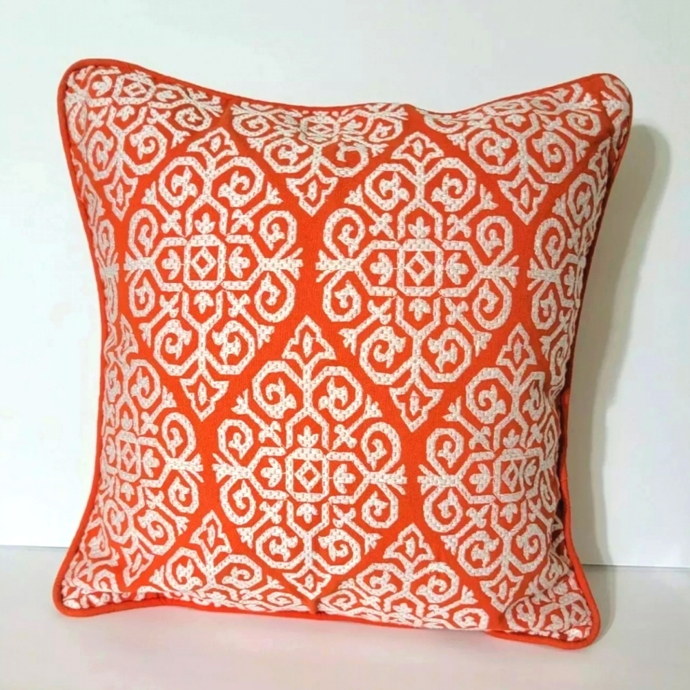 Pier 1 Decorative Throw Orange Pillow 18" x 18"